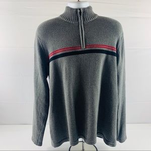 Eddie Bauer Gray Knit Pullover 1/4 Zip Sweater L